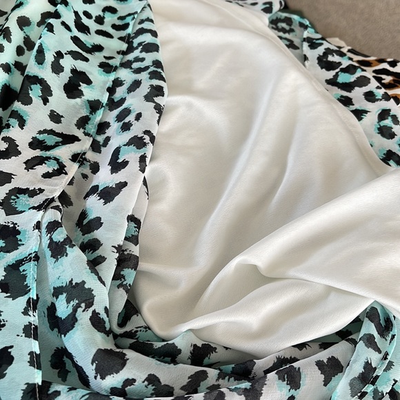 Show me your mumu teal animal print trapeze mini dress - Picture 3 of 4